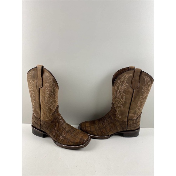 NWOB Circle G ORIX Caiman Patchwork & Embroidery Square Toe Western Boot Men 10D